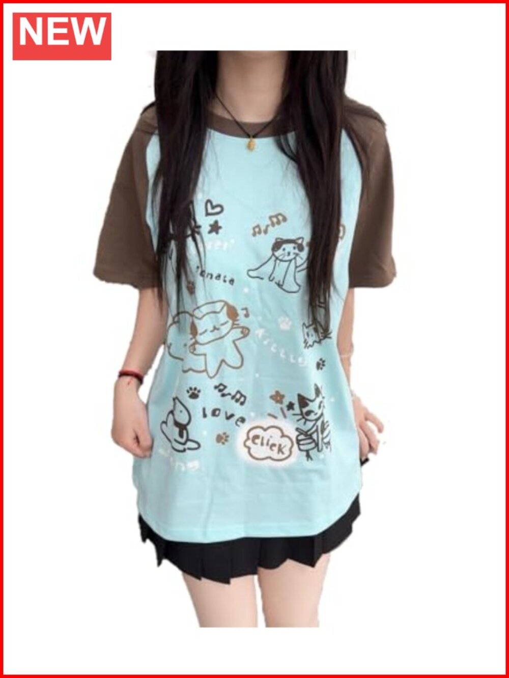 Kawaii Cat Print Oversize T-Shirt Harajuku Cutecore Tee
